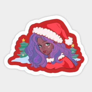 Santa  Claus  girl in red hat Sticker